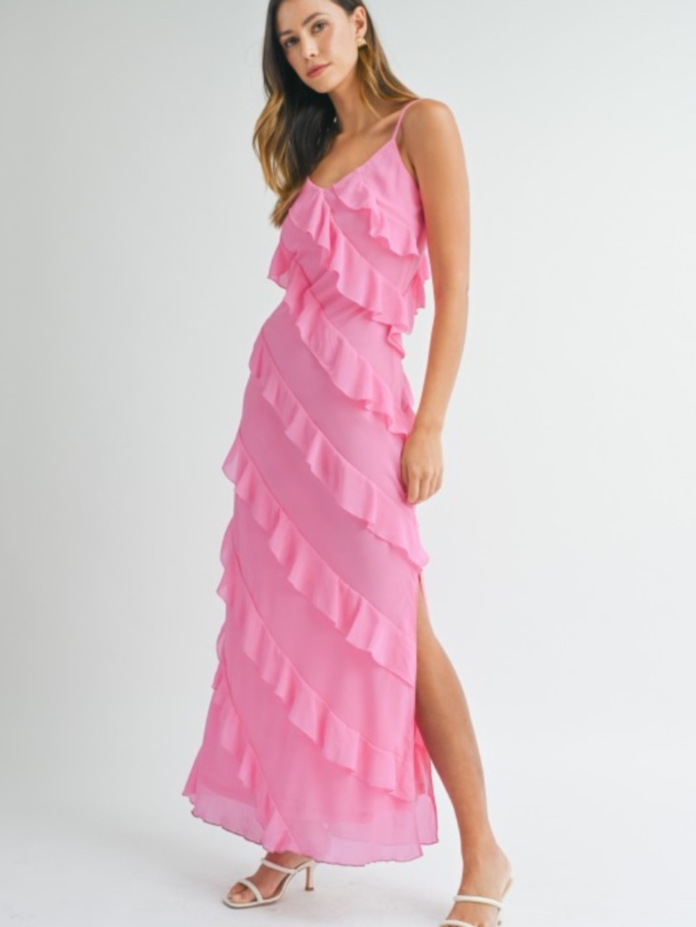 Asymetrical Tiered Ruffled Maxi Dress